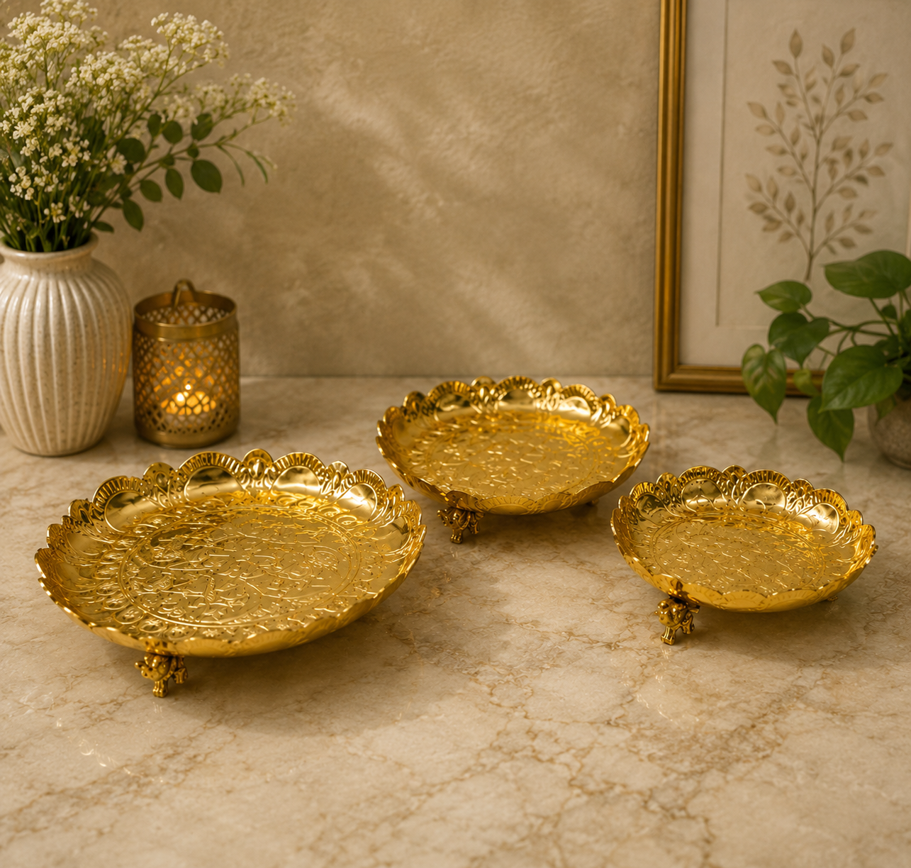 royal golden lotus urli bowl set royal golden lotus urli bowl set