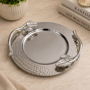 luxury gold serving platter with dip bowl