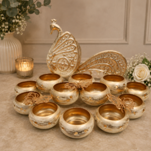 royal peacock tealight candle holder set