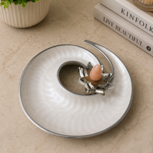 Home luxury gold serving platter with dip bowl